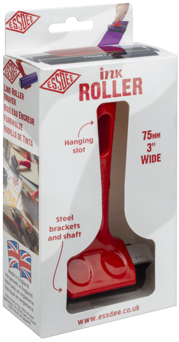 Essdee Ink roller with red handle, 75mm