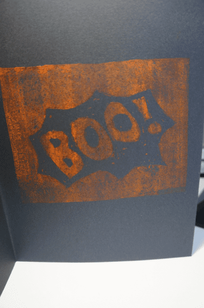 Inside of the card reads boo!