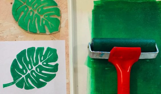 How to Make a Monstera Leaf Lino Stamp