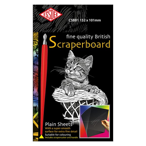 Essdee BLACK Scraperboard 152 x 101mm Pack of 5 sheets