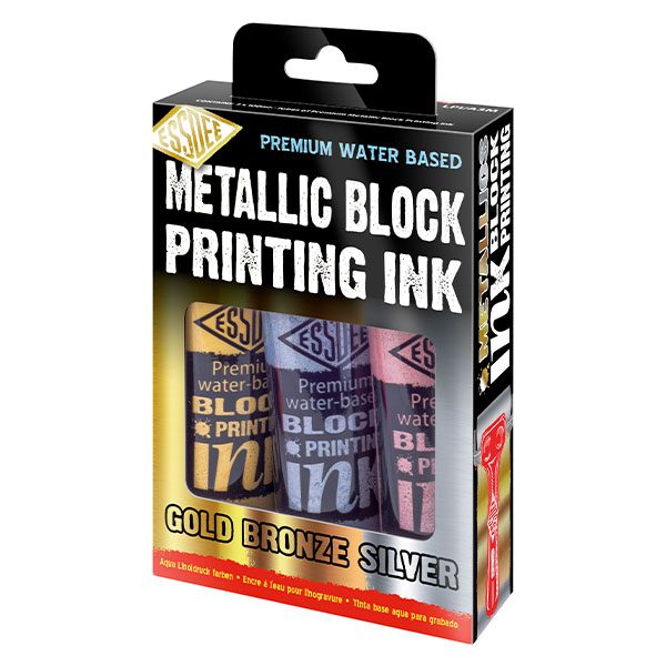 Metallic Block Printing Ink Set (Pack of 3 x 100ml) Essdee Art & Craft