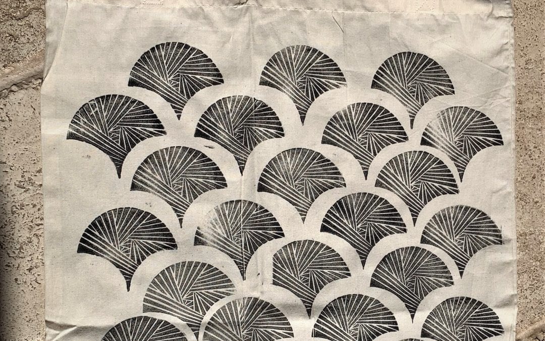 Learn How Lino Print onto Fabric - Create a Geometric Print Tote