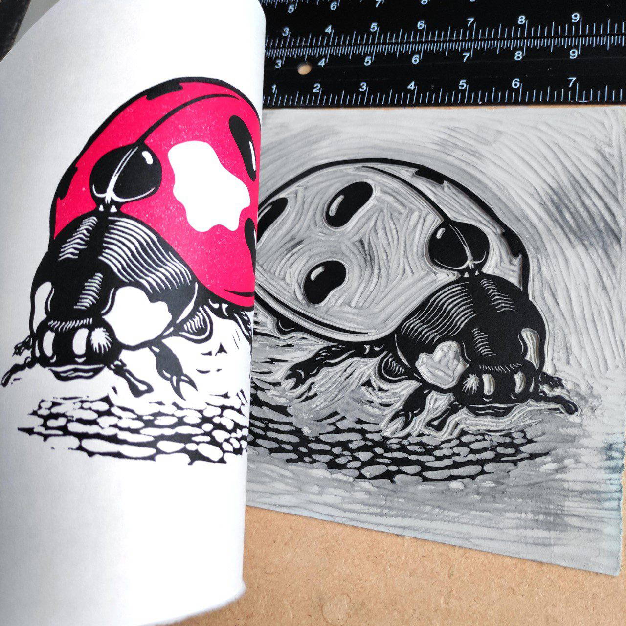 Ladybird linocut blog 11