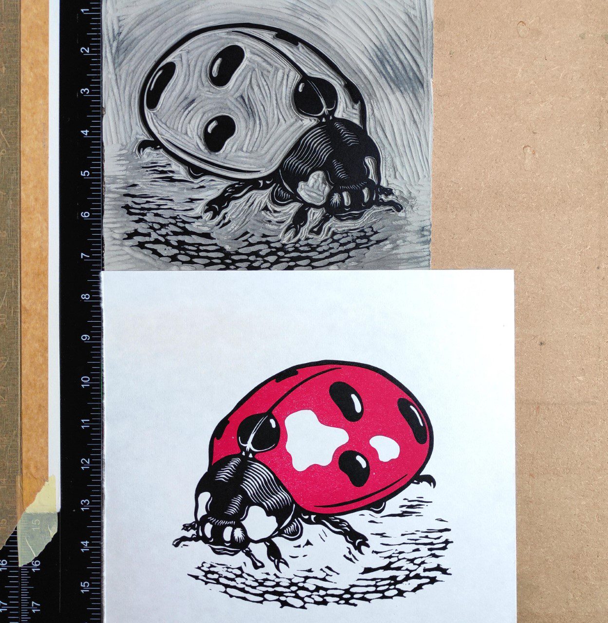 Ladybird linocut blog 12