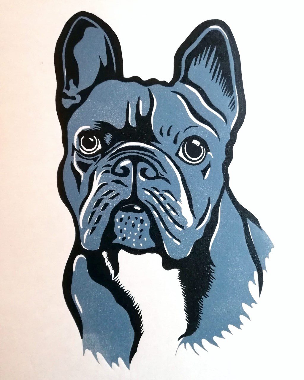Lino print of a dog