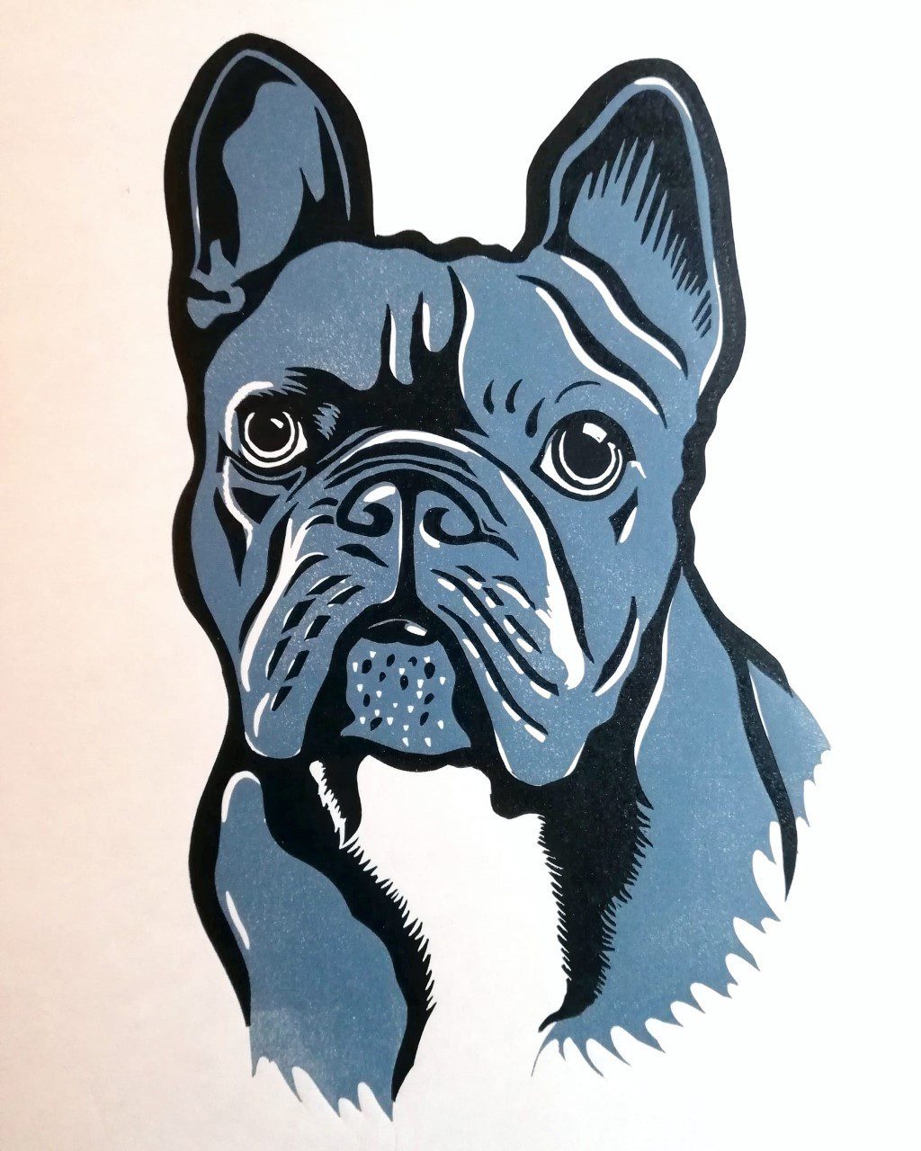 Diesel dog lino print Lino print of a dog