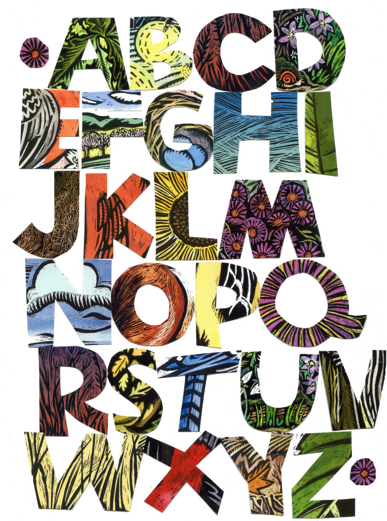 Scraperboard alphabet by scraperboard artist Claudia McGehee