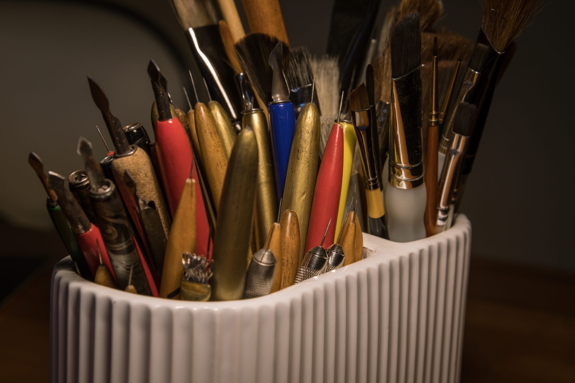 Pot of scraperboard tools
