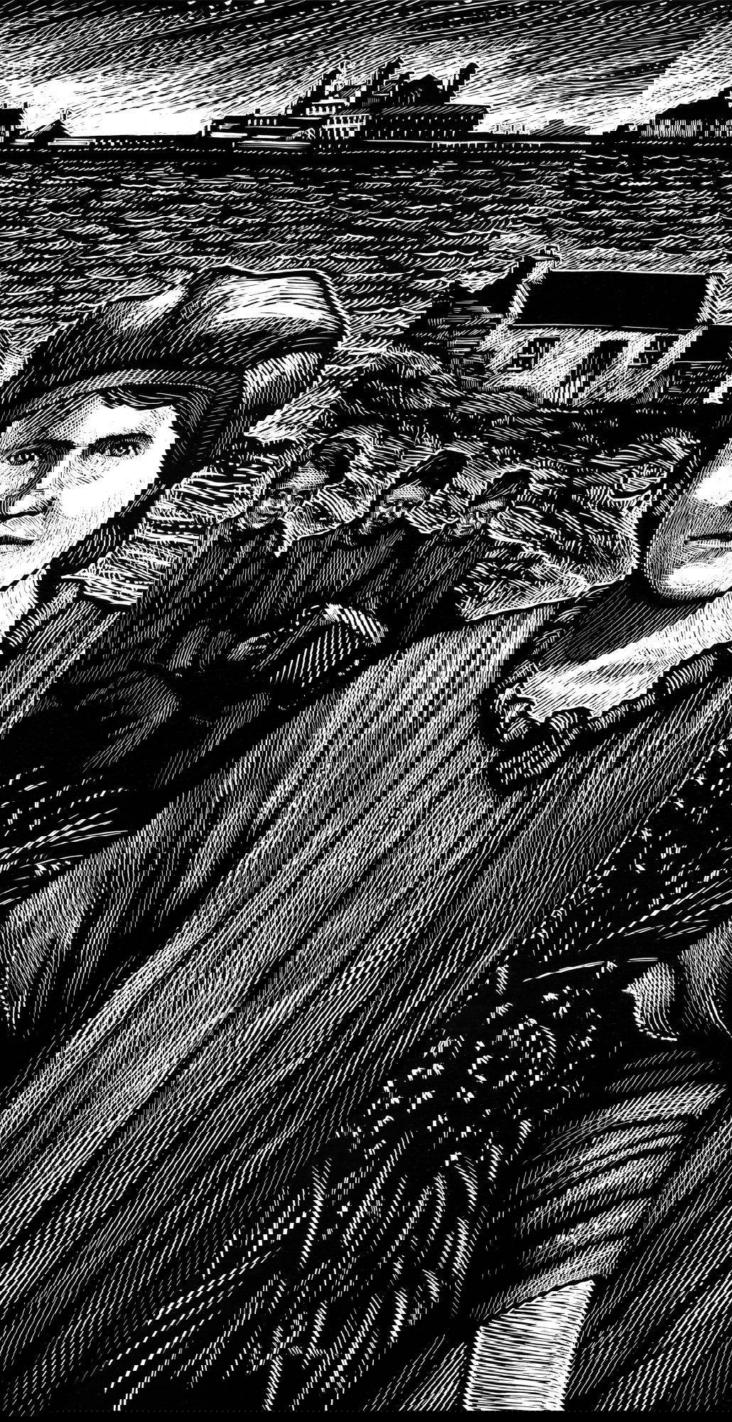 Obra de arte en raspado de un cachorro cocker por Keith Sykes