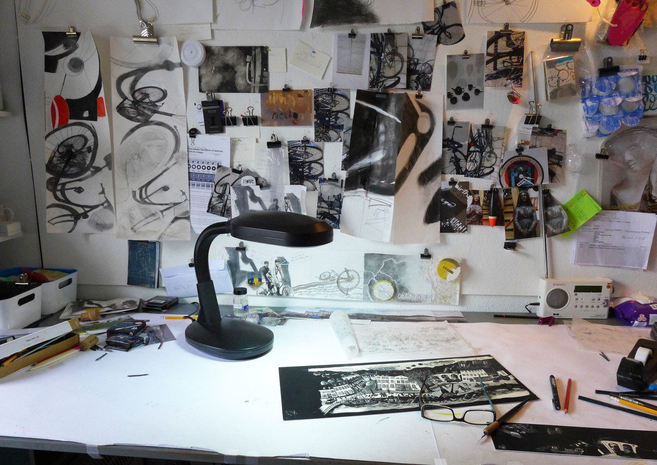 Studio of scraperboard artist Claire Heminsley