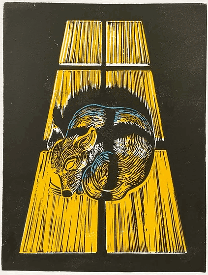 Linoprint by Best Fave Ever titled Suntrap Nap