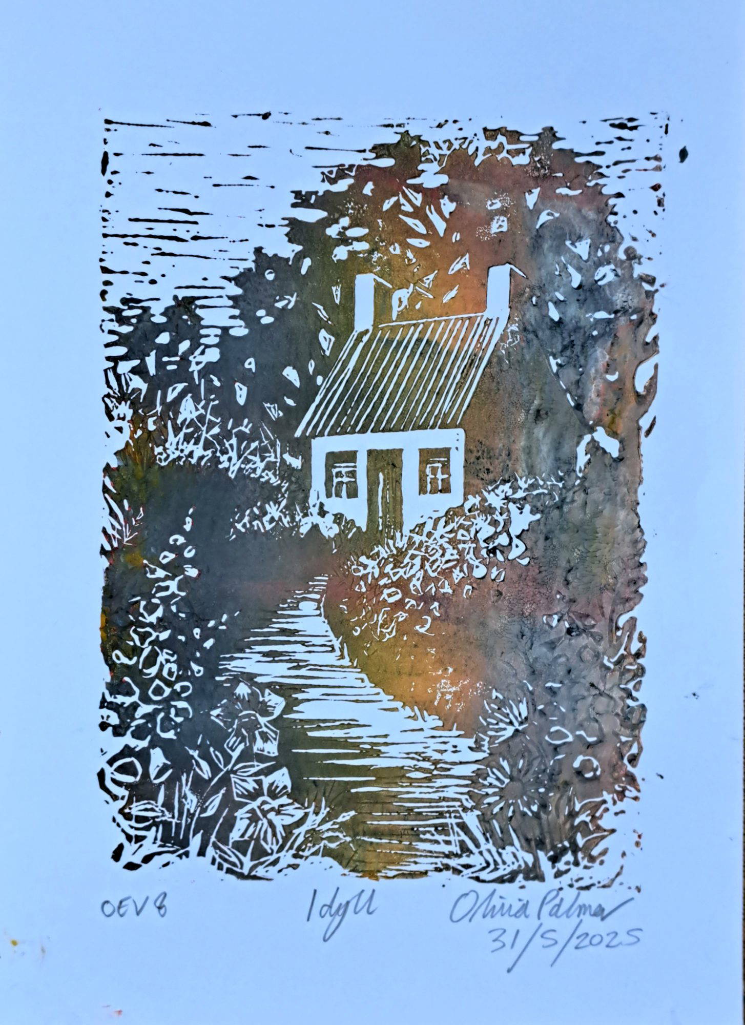 Singular Cottage Lino Print