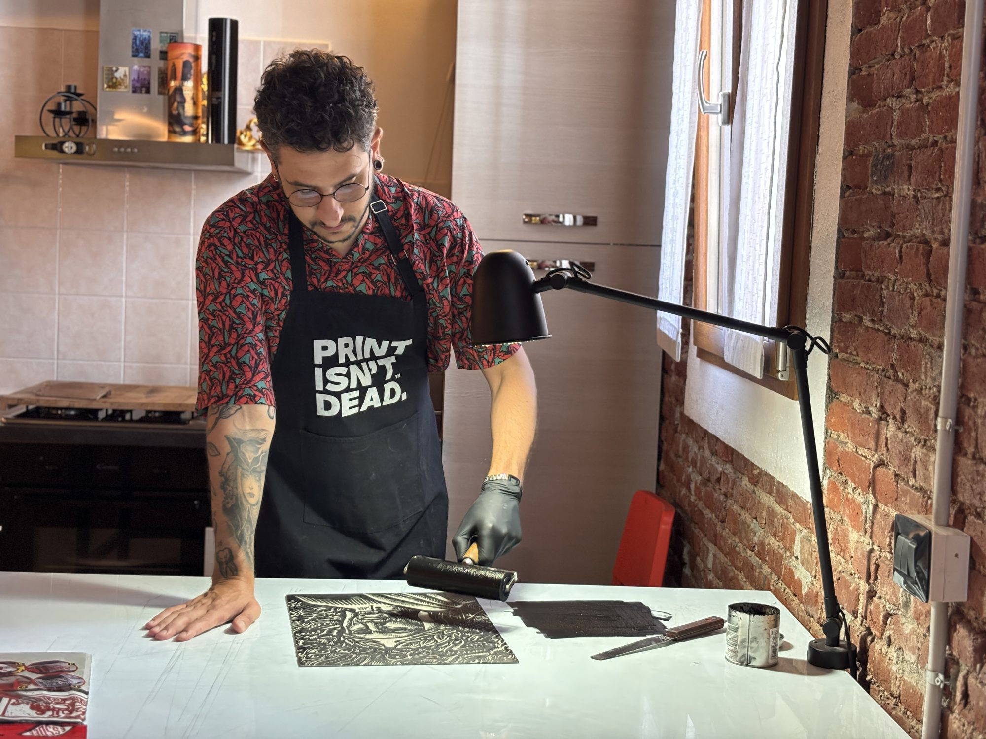 Enea printmaking Dante Alighieri Lino Art