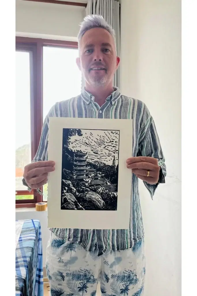 Mark James Murphy with one of his limited edition prints