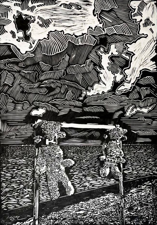 Enea Seregni Printmaking in his Studio