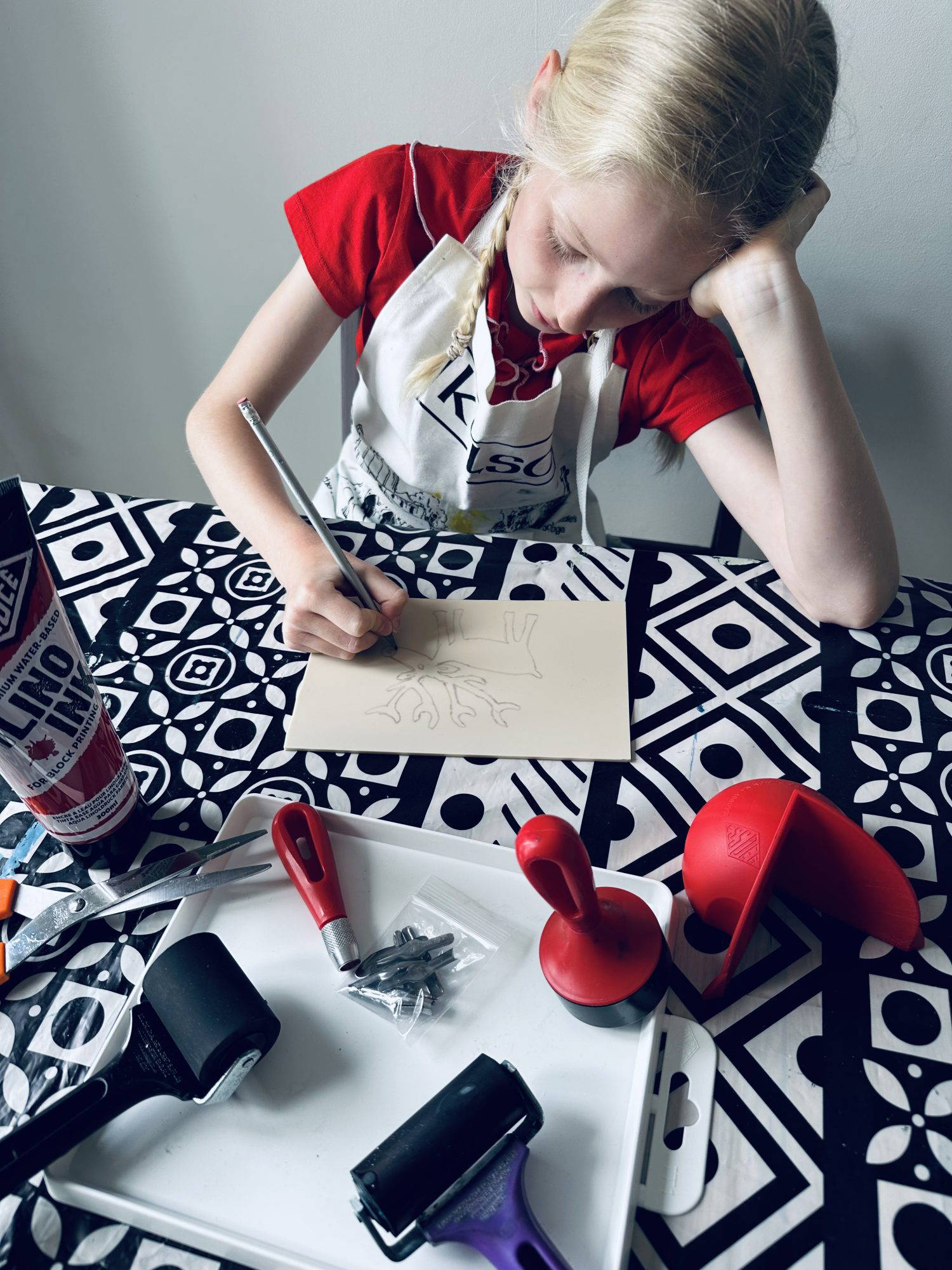 Flying Rowan, an award-winning lino print by Judith Wild.