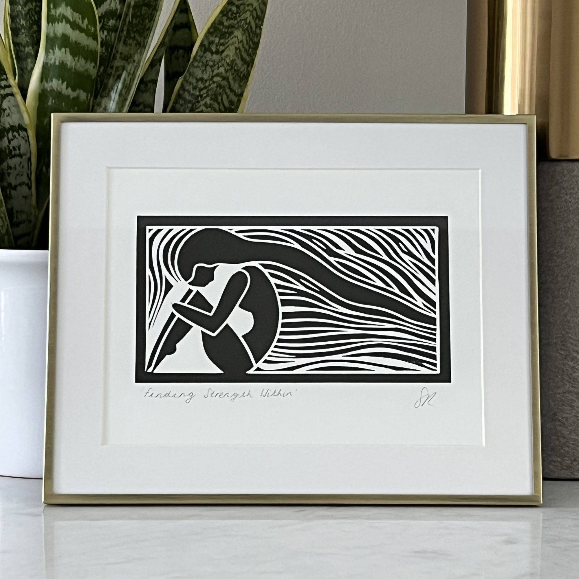 Linoleum „Hľadanie sily v sebe“ od Sarah Ransome