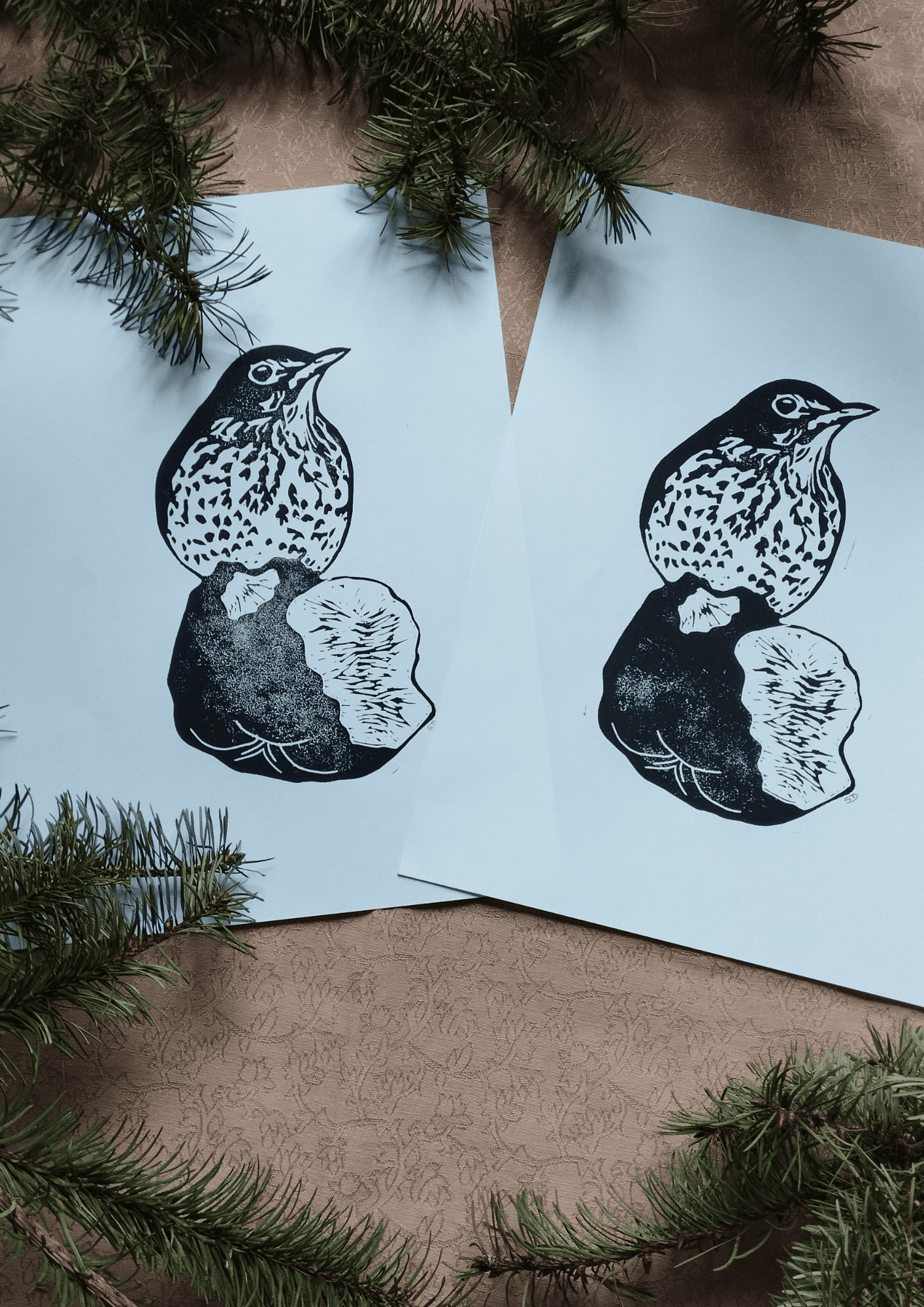 Сара Дюбоск Ліногравюра птахів