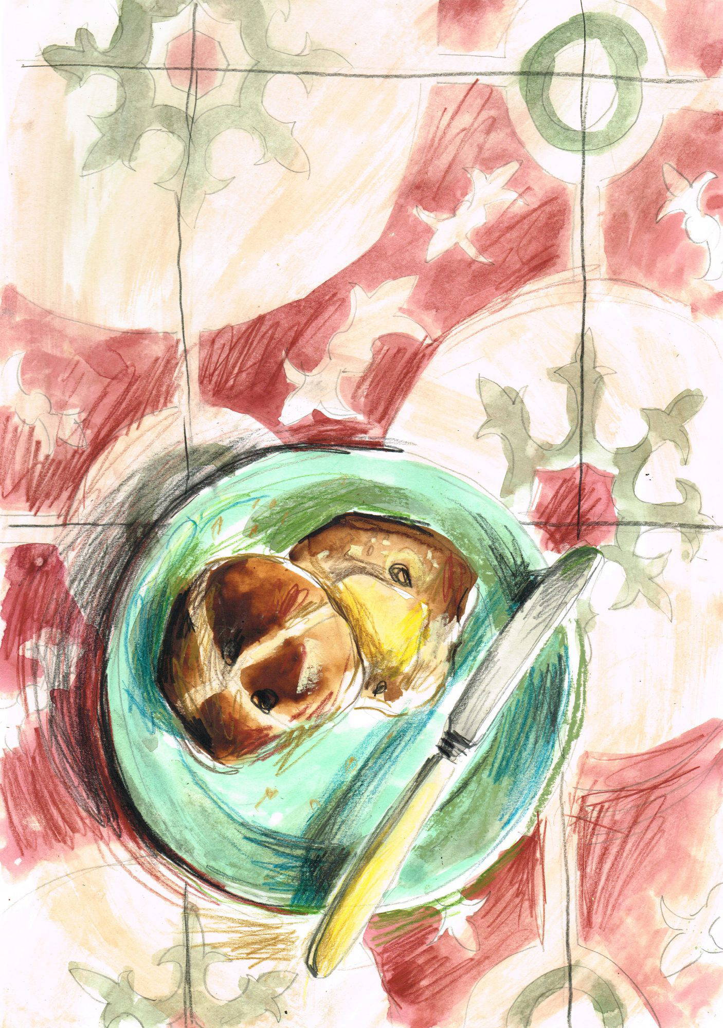 Sarah Ransome'un linolyum baskıları bir baskı makinesinde